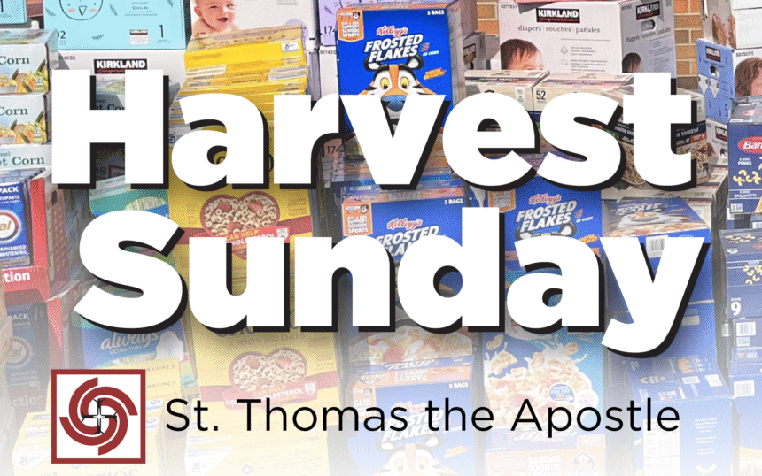 Harvest Sunday is a community food drive at St. Thomas the Apostle Catholic Church in Naperville, IL